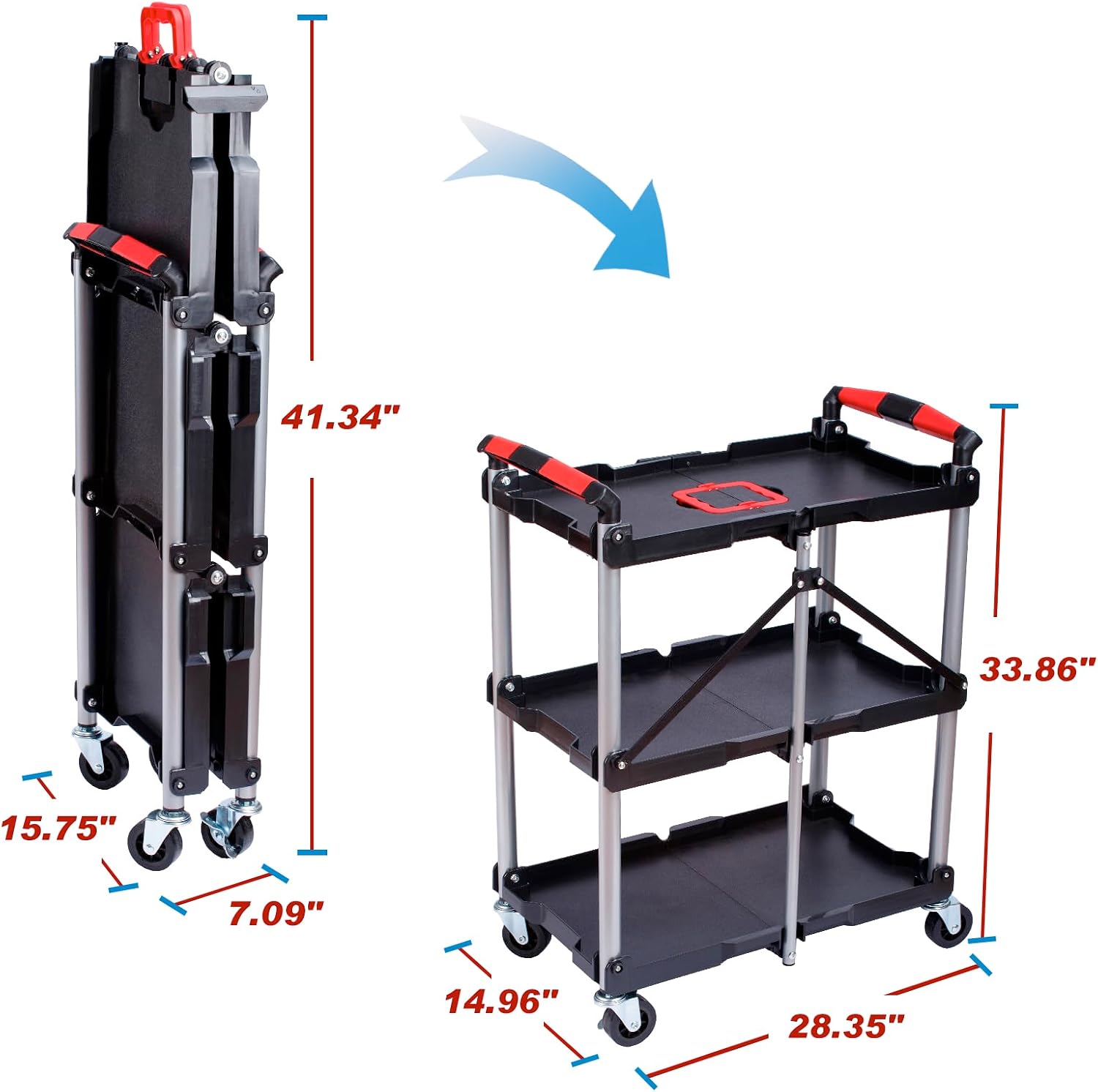 3-Shelf Foldable Rolling Utili - Workshop Tools Storage ulasan dan harga